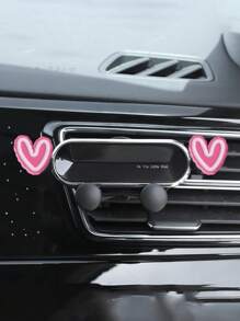 The New Car Phone Holder With A Cute Heart-Shaped Cartoon Design Is A Car Air Vent Navigation Support Bracket For Car Interior Decoration,Upgraded Silver PVC Dashboard Air Vent Mount For Women, Simple And Easy To Install, Air Vent Phone Car Mount, Detachable, Washable, Durable, Can Be Firmly Fixed In The Car, Suitable For Any Model. And Reliable, Firmly Inlaid