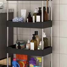 4-Tier Rolling Utility Cart - Slim Storage Cart For Bathroom Kitchen Narrow Spaces - Black - View 5