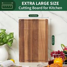 Large Acacia Wood Cutting Boards For Kitchen, Extra Large Wooden Cutting Board With Juice Groove, Reversible Butcher Block Cutting Board For Meat And Veggies, Multi-Sizes For Choices - wood color - View 9