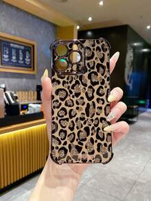 1个棕色豹纹防摔电镀摄像头保护手机壳，兼容苹果、Infinix、OPPO、vivo、realme等品牌，国际版，非国内版 - 黑色 - 查看 3