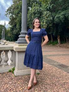 LESE MIDI DRESS WOMEN'S DRESS - Azul Marino - Ver 4