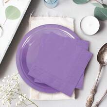 100Pcs Lavender Tableware Set Graduation Light Purple Disposable Dinnerware Set 50Pcs Paper Plates 25Pcs Napkin 25Pcs Cups For School Wedding Birthday Bride Shower Party Supplies Table Decor - 彩色 - 查看 6
