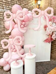 1/3 个蝴蝶结形气球，空心心形蝴蝶结铝箔气球，哑光浅粉色、黑色、紫色、蓝色、霓虹粉色、黄色和象牙色，适用于蝴蝶结装饰、生日、情人节、迎婴派对、婚礼、摄影、公主派对、单身派对、户外拍摄、周年纪念、母亲节、茶会、粉色和黑色老鼠主题派对、性别揭晓 - 彩色 - 查看 1