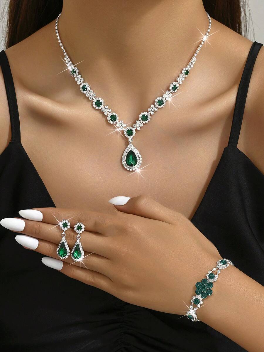 1 Bộ trang sức thời trang nữ bao gồm vòng cổ, hoa tai và vòng tay
