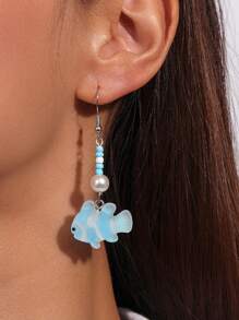 1 Set de aretes de peces payaso de moda con ganchos, personalizados, sencillos, pequeños, para uso diario, playa, citas