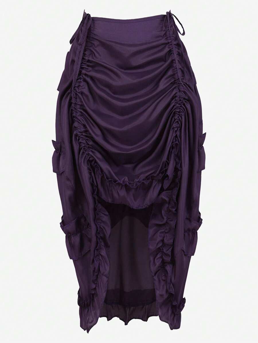 Women's Steampunk Skirt Ruffle High Low Outfits Medieval Renaissance Skirts Cosplay Elegant High Waist,Faldas Largas Para Mujer.