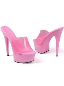 Women's High Heel Mule Sandals Platform Thin High Heel Peep Toe Sandals Summer Sexy Party Dancing Slingback Stiletto Pumps - 粉色 - 查看 7
