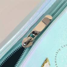 2pcs Letter Laser Makeup Bag, Transparent Jelly Travel Organizer Pouch, Large Capacity High-End Toiletry Bag
