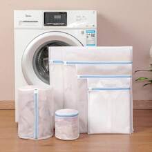 Blue Laundry Bag With Zipper, Fine Mesh, High-Quality Storage Bags, Household Clothing, Cleaning, Protects Washing Machine Laundry Bag - 30x40厘米 - 查看 1