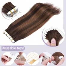 Invisible 10PCS/20-25G Tape In Remy Skin Weft 100% Human Hair Extensions Seamless Easy To Install 12"-24" - #70 Bleach White - View 7