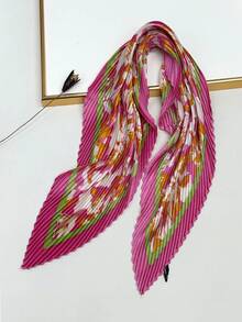 新款70cm正方形簡約印花圍巾，時尚女士帶有皺紋設計的圍巾。可用作頭巾，腰帶和腰帶，以及個人風格的匹配斗篷，頭帶，頭箍，是裝扮造型的理想選擇 - 彩色 - 查看 30