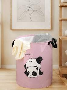 1 pieza Cesta de almacenamiento redonda plegable con asas, diseño de patrón de animal encantador, canasta de gran capacidad y multiusos para organizar la guardería, pañales de bebé, ropa, juguetes y accesorios