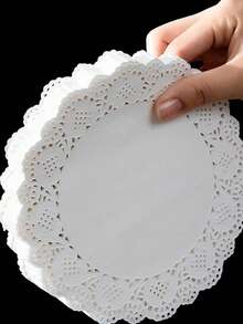 100 Pcs Round White Paper Doilies, Lace Paper Place Mats Rustic Scallop Doily Disposable Paper Table Pads For Food Cakes Crafts Party Weddings Tableware Decor - White - View 12