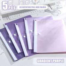 5pcs/Pack A4 Paper Rotating Filing Folder, Transparent Loose Leaf Document Organizer Binder For Exams, Student Learning Materials,Back To School,School Supplies