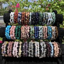 7/14/28 Pcs/Set Natural Stone Adjustable Beaded Bracelet, Asymmetrical Stone Bracelet Suitable For Men And Women, Ideal For Daily Wear And Gift-Giving