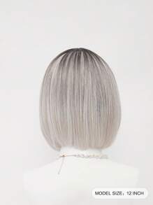 XYUNMI Ombre Platinum Bob Wig Middle Parted Bangs 12 Inch Short Lightweight Breathable Women's Heat Resistant Synthetic Wig For Daily Wear Party Date Elegant Fashion Simple Costume Wig Cosplay Halloween Christmas Wig