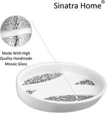 Luxury Bathroom Accessories Set, 4pc Sinatra  Soap Dispenser, Tumbler, Toothbrush Holder & Soap Dish, Modern Classic  Glass White Design - Sinatra White - View 6