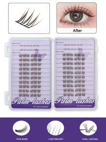 PALM LASHES 144Pcs Brown/Black Lash Clusters With Clear Band Bottom Lashes 5-6mm Korean Girl Group ACE C Curl WideSpan Eyelash Extension Individual Clusters Left & Right Cartoon Fairy Hair Natural Day Korea Style DIY Cartoon Anime Style