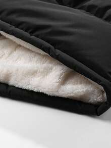 Manteau d'hiver casual pour hommes, doublé thermique matelassé, fermeture éclair avant, doublure en peluche, capuche amovible, tissu épais, manteau à manches longues pour l'hiver - Noir - Voir 9