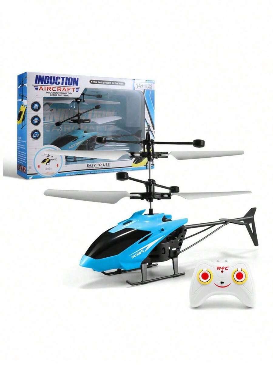Juguete de helicóptero teledirigido con suspensión anticaída para niños de alta calidad - Azul - Ver 1