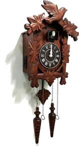 Cuckoo Clock Vintage Large Wooden Wall Clock Handcrafted 13x9.5 Inch Brown