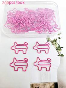 50Pcs/100Pcs Pink Pig-Shaped Paper Clips Cute Animal Shape Bookmark Clips Metal Paper Files Holder Creative Office Supply(Plastic Box Packing)
