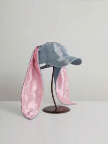 1 pièce Casquette de baseball, chapeau de mode pour femme avec décoration d'oreilles de lapin, casquette vintage délavée et déchirée, décoration d'imprimé étoile, chapeau d'été de protection solaire pour l'extérieur, unisexe pour Halloween