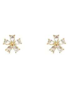 1 par de pendientes minimalistas de flor de cerezo de circonita para mujer, pendientes pequeños de flor brillante de circonita incrustada en cobre, de moda y versátiles