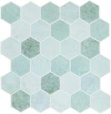 Green  Peel And Stick Wall Tiles, 12x12 Self-Adhesive Marble Effect Kitchen Bathroom Backsplash (10 Sheets) - Green - View 1