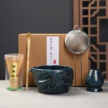Ciotola da tè in ceramica giapponese con petali, set tradizionale retrò per matcha, utensili da ufficio, ristorante e per bere caffè