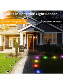 Éclairage solaire au sol, 4 paquets de 8 LED encastrés, lumières solaires étanches pour le jardin, éclairage paysager extérieur, disque lumineux pour allée, pelouse, allée, chemin de promenade (1/4 pièces)