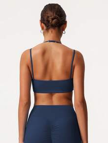 Sodalemon 女士双层可调节肩带 Beautyback 运动文胸 - 藏蓝色 - 查看 8