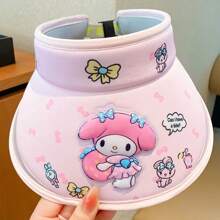 Sanrio 1PC Sanrio Cartoon Character Sun Hat, Featuring Hello Kitty, Hello Kitty, And Yugui Dog Patterns, Adjustable Polyester Fiber Top Hat, Suitable For Outdoor Activities, Cute Breathable Sun Hat, Summer Travel