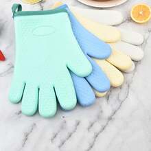 1pc Silicone Heat Resistant Oven Glove, Thick Waterproof High Temperature Microwave Oven Baking Glove - Multicolor - View 4