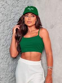 Kit Of 3 Cropped Top Blouses With Ribbed Straps - ĐEN/TẮT/XANH LÁ - Xem 4