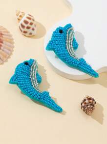 1 Stück handgefertigte perlenbestickte Broschen im Boho-Stil in Delfin-Form, vielseitig für den täglichen Trage-Ozean-Serie