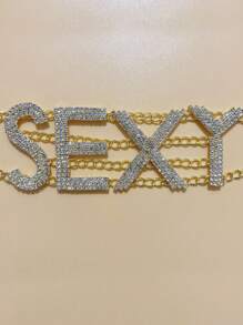 1 colar com strass da moda com a letra "NASTY", acessório de joia sexy para festa feminina