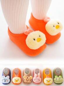1 par de nuevos calcetines para bebé antideslizantes de diseño de tigre, conejo y pollito, para otoño/invierno, cómodos y transpirables para uso diario de infantes, con un diseño adorable y suave
