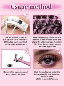 120 piezas de extensiones de pestañas estilo ojo de gato D-Curl esponjosas, racimos de pestañas gruesas de 8-16 mm, extensiones esponjosas naturales, kit de extensiones de pestañas falsas de mink DIY, voluminizador de pestañas, textura de pestañas suave y esponjosa, look de maquillaje dramático y desordenado, adecuado para cosplay, actuaciones, uso en fiestas - D - Ver 10