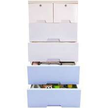 ZhdnBhnos LINSIE LOYALHEARTDY-BTG Plastic Storage 6 Drawers Dresser Storage Cabinet, Stackable Vertical Clothes Storage Tower, Modern Plastic Drawers Dresser Closet Drawers Organizer With Wheels For Home, Bedroom (Gradient Blue)[Best Gift For Family&Friends] - 漸變藍 - 查看 3