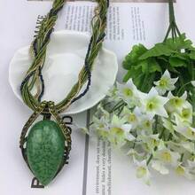 复古波西米亚风格复古水滴猫眼石项链毛衣链。 - 葉子 - 查看 16