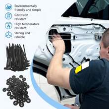 10/20/30/50/100 قطعة كابل بلاستيكي نايلون عالي التحمل مع قفل، سوستة ذاتية القفل، بلاستيك حامل كبل بتصميم المسمار والزر، لاستخدامات السيارات تحت السيارة، المصد، غطاء الصندوق، مادة تأمين الكابلات اليومية