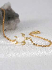 Charm-In 1 件海滩锆石海龟吊坠手链，精美小海龟手链，优雅珠宝，适合旅行和日常佩戴，节日礼物，情人节送给女朋友的礼物 - 金色款2 - 查看 1