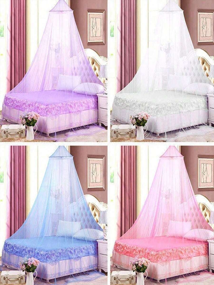 1Pc Outdoor Camping Mosquito Net Bed Tent, Can Be Used As Room Decoration Anti-Insect Hanging Tent, For Outdoor Camping,Elgant Hung Dome Mosquito Net For Double Bed Summer Polyester Mesh Fabric Home Bedroom Adults Hanging Decor,White - Multicolor - View 1