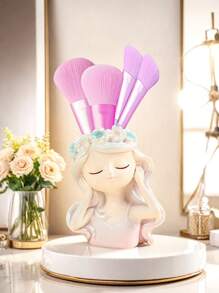 1pc Creative Little Fairy Makeup Brush Storage Tube Dressing Table Desktop Eyeshadow Eyebrow Pencil Brush Pencil Holder Storage Rack, Little Girl Light Luxury High-End Office Decorative Ornaments, Girly Heart Desktop Storage Girl Gift Ins, Best Gift, Winter, Decorations, Home, Wedding Decorations, Home Decorations, Jewelry Collection Box, Party Decoration Valentine's Day Birthday