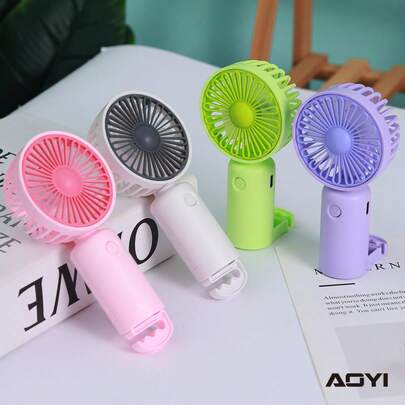 AOYI 1 pieza Ventilador de mano mini USB recargable de 150mAh y 3 velocidades ajustables, con cable de carga y base