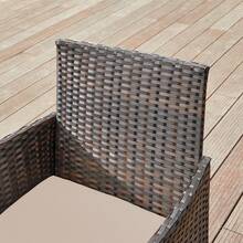 Salon de Jardin Extérieur, Ensemble de Mobilier, Surface Tressée en PE, Table et Chaises, pour Terrasse, Jardin, Balcon, Marron et Taupe - Tabac - Voir 4