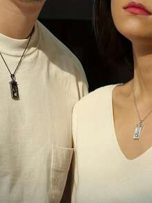 2 Pieces Fashion Couple Necklace King And Queen Pendant Necklace Unique Black And White Q&K Couple Necklace Promise Necklace Confession Necklace Fine Jewelry For Everyday Valentine's Day Wedding Birthday Anniversary Etc - Q&K情侶項鍊 - 查看 5