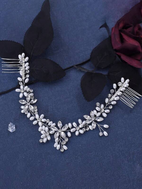 1pc Elegant Bridal Pearl Headband Women Wedding Hair Accessories Comb Party Bridesmaid Girl Head Decorations