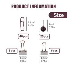 Paper Clips And Binder Clips Set, Metal Assorted Sized Binders With Push Pins, Cute Office Supplies For Desk, Desk Accessories